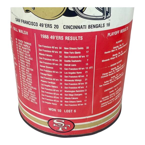 Vintage P&K San Francisco 49ers Metal TRASH CAN 19” Super Bowl XXIII Champions - Picture 13 of 16